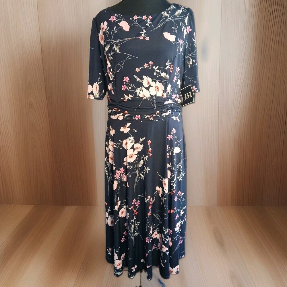 Jessica Howard Nave Floral Midi Dress NWT Size 12 Short Sleeve